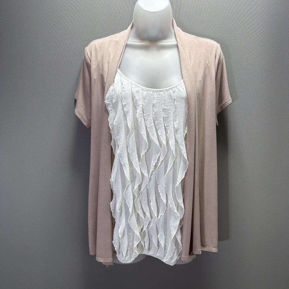 Naif Mauve Shirt Top With Built In Ruffle Cami Womens Size M Stretch